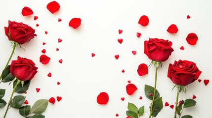 Valentine's Day or Wedding Background with Beautiful Roses. Concept for a romantic party invitation or love message. Premium and luxurious Ai-Generative.