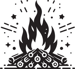 Fire icon silhouette vector with white background