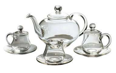 Glass Tea Set on transparent background PNG.