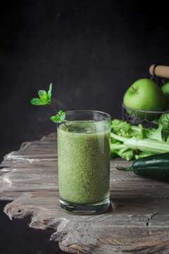 Green apple, celery, and cucumber juice is a refreshing and healthy drink made by blending crisp green apples, hydrating cucumber, and nutrient-rich celery.