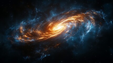 Fiery spiral galaxy in deep space.
