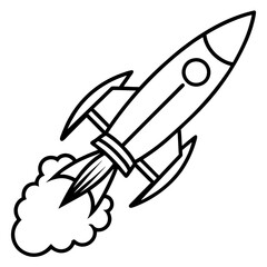 Rocket Launch Line Art Vector Illustration