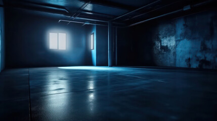 Dark street, asphalt abstract dark blue background, empty open dark scene neon light, spotlights The concrete floor and studio room with faint smoke float up the interior texture for display products