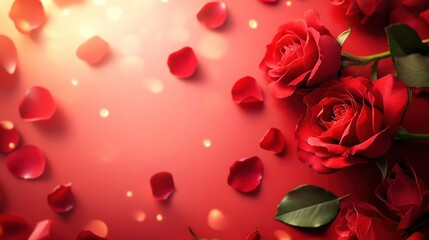 Fototapeta premium Valentine's Day or Wedding Background with Beautiful Roses. Concept for a romantic party invitation or love message. Premium and luxurious Ai-Generative.