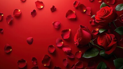 Valentine's Day or Wedding Background with Beautiful Roses. Concept for a romantic party invitation or love message. Premium and luxurious Ai-Generative.