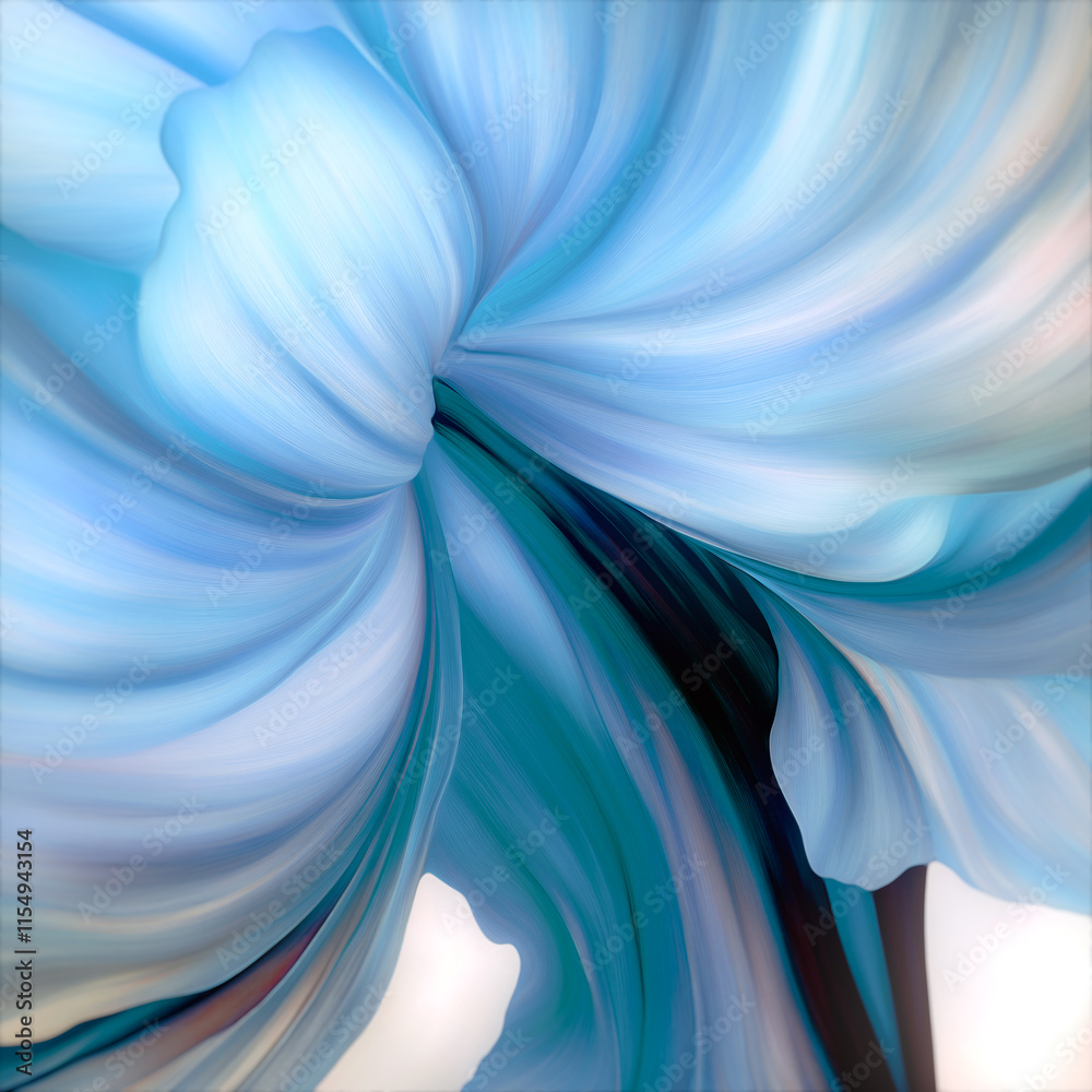 Fototapete a fantastic flower with delicate petals in the form of airy waves of light blue. the composition is 
