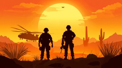 Obraz premium Medical Evacuation Operation in Desert Landscape