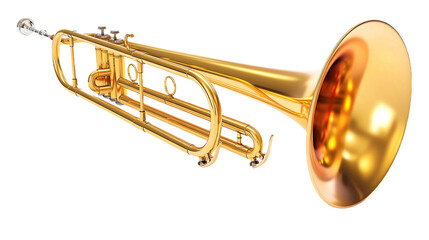 Obraz premium Chic Golden Trombone on transparent background PNG.
