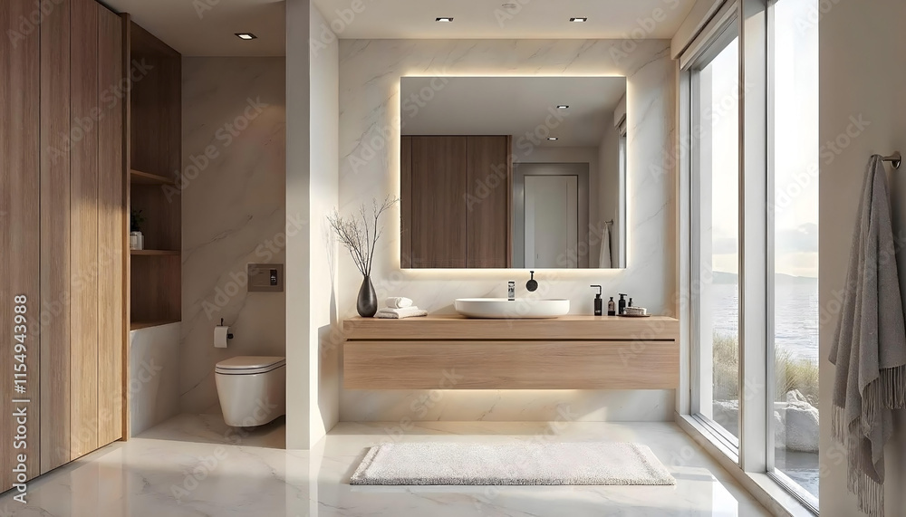 Wall mural modern bathroom interior with shower