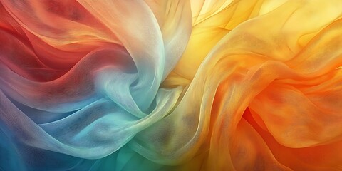 Obraz premium Abstract colorful fabric texture with flowing waves and ombre effect.