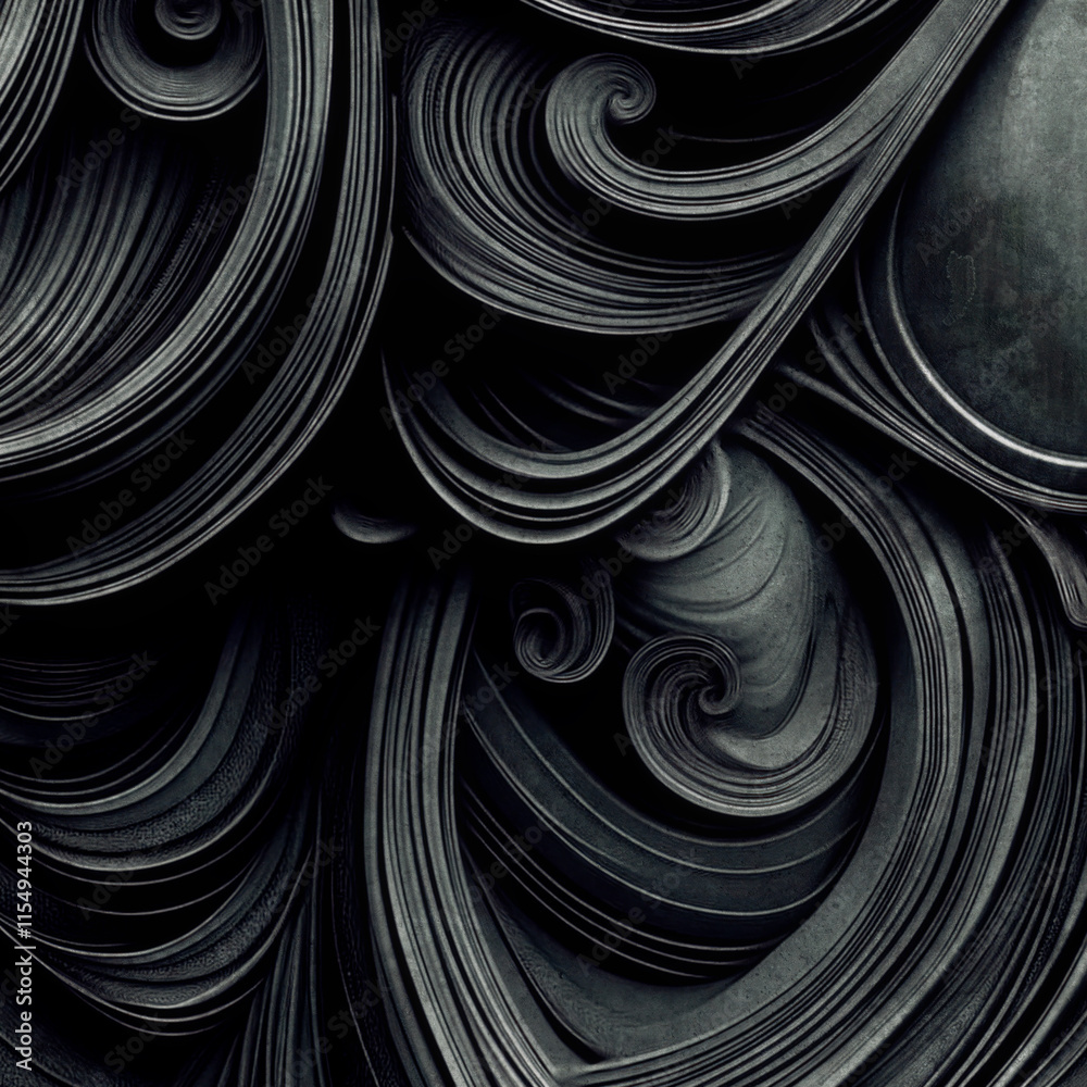 Aufkleber abstract curves in deep gray-black tones. minimalist illustration with an emphasis on form and textu