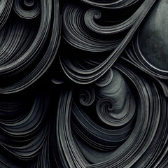 Abstract curves in deep gray-black tones. Minimalist illustration with an emphasis on form and textural nuance