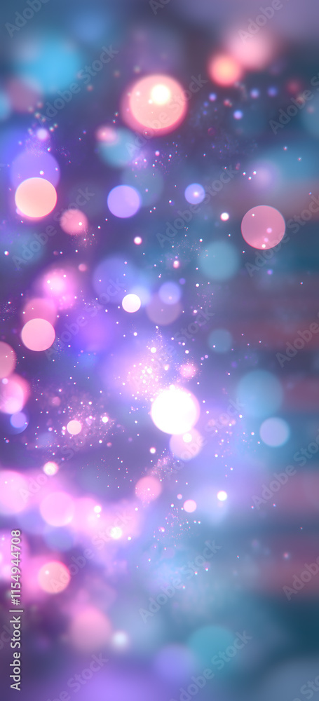 Aufkleber Illustration with bokeh circles layered on the background to create a soft sense of depth. Warm and cool tones flow seamlessly, adding softness and an atmosphere of serenity and magic