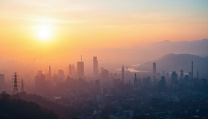 Fototapeta premium sunrise over the city