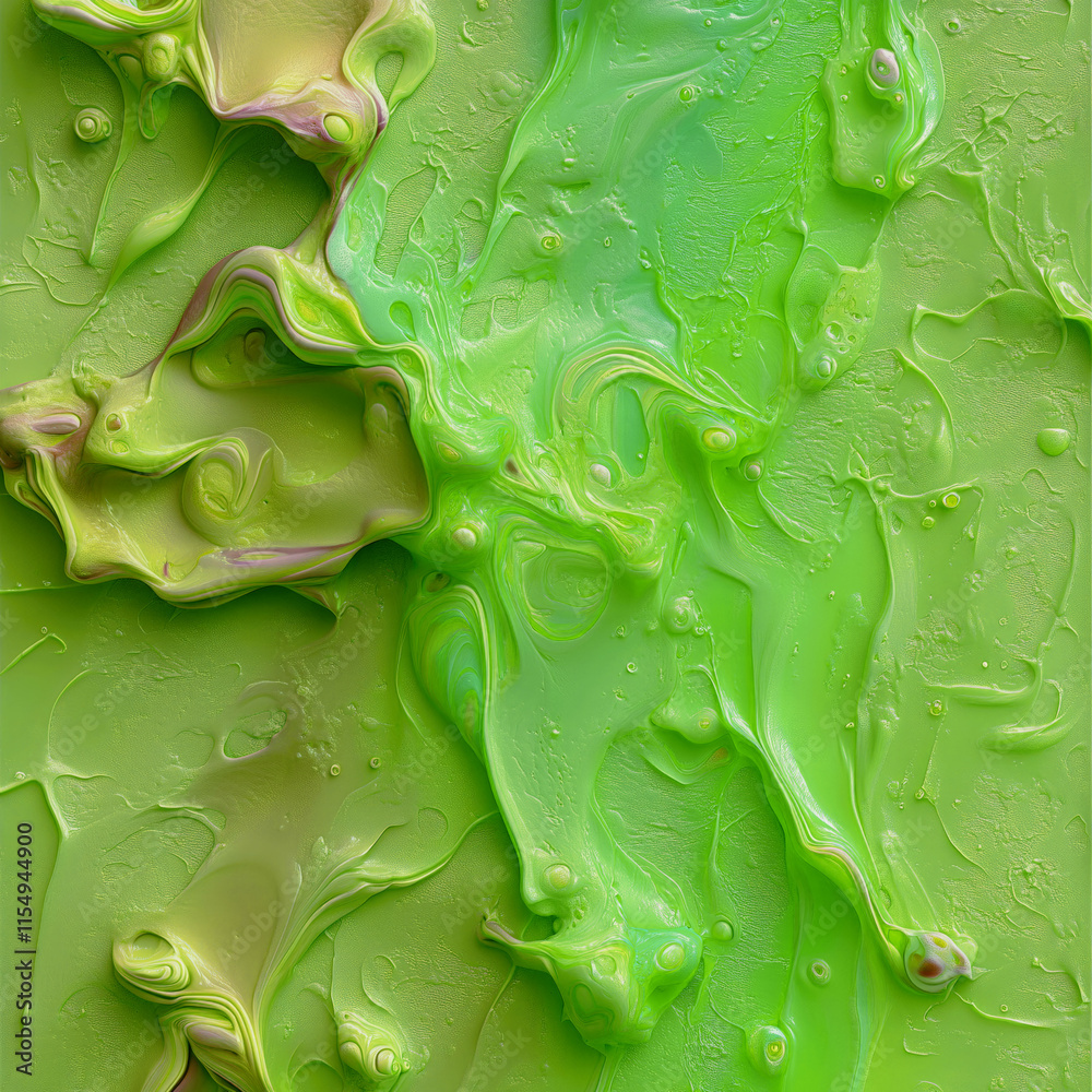 Leinwandbilder An abstract illustration in shades of green, where fluid shapes and layered waves add volume and textural depth