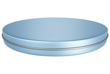 Baby blue pedestal display platform with tiered modern podium stand. Empty Exhibition stage background or empty product shelves.