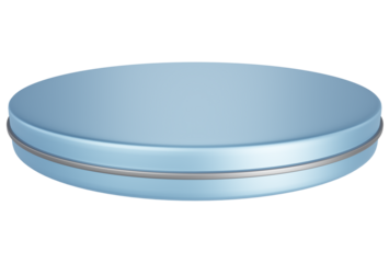 Baby blue pedestal display platform with tiered modern podium stand. Empty Exhibition stage background or empty product shelves.