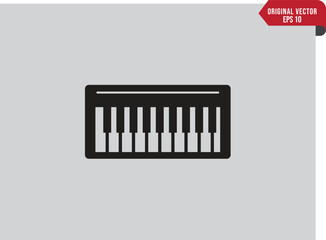 Piano icon, music icon vector. Piano black and white keyboard icon