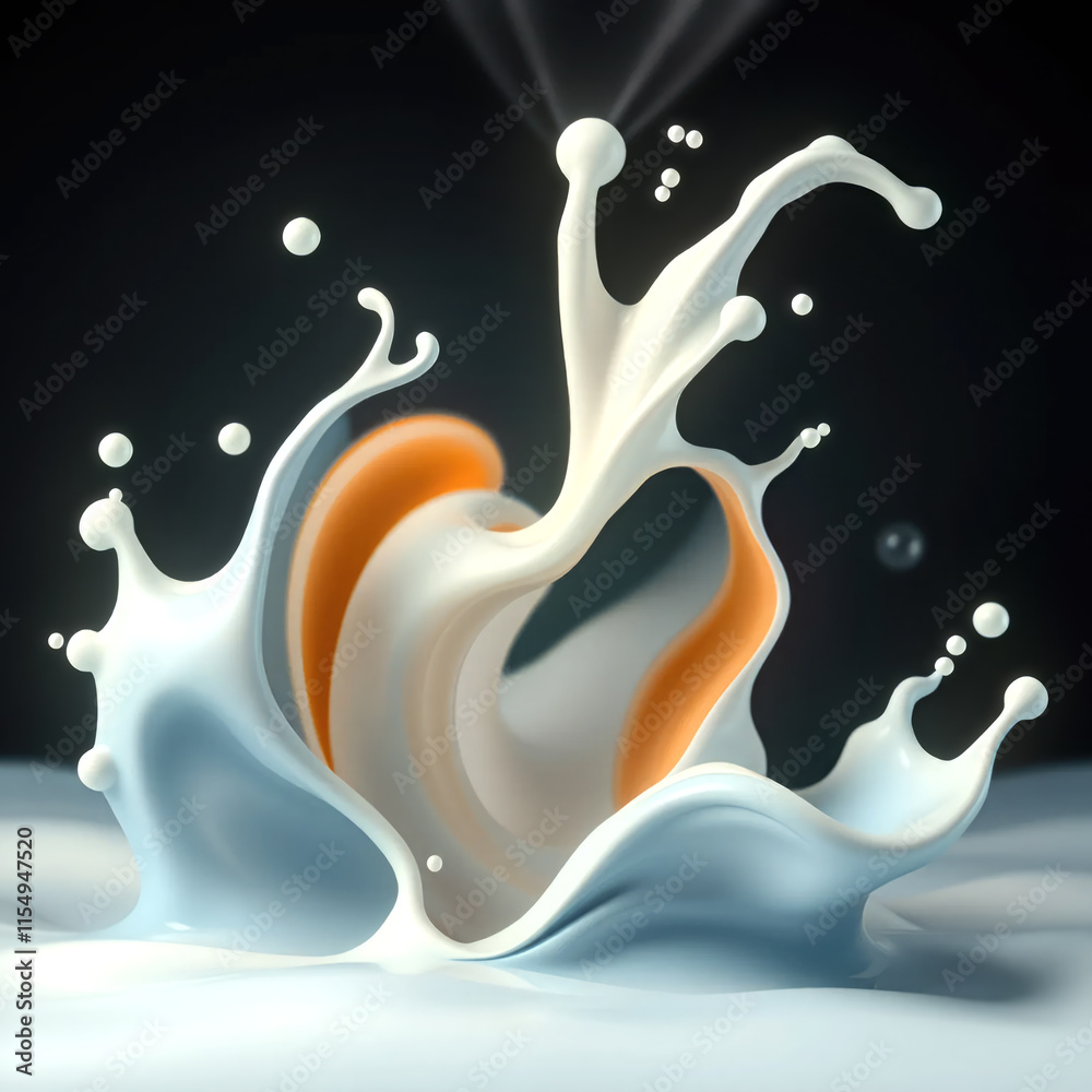 Aufkleber Smooth splashes of coffee and milk in a dynamic abstract composition. Design element