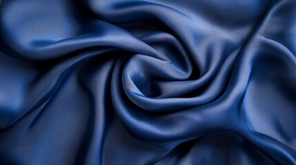 Elegant Deep Blue Satin Fabric Texture with Soft Draping and Beautiful Flow Patterns Ideal for Textile and Fashion Design Inspirations