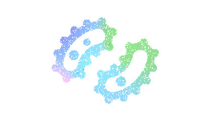 Icon bacteria is made up of LED square shapes. There are bright diodes and there are black dead diodes