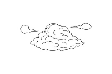 cloud continuous line drawing summer concept
 Isolated on white background 