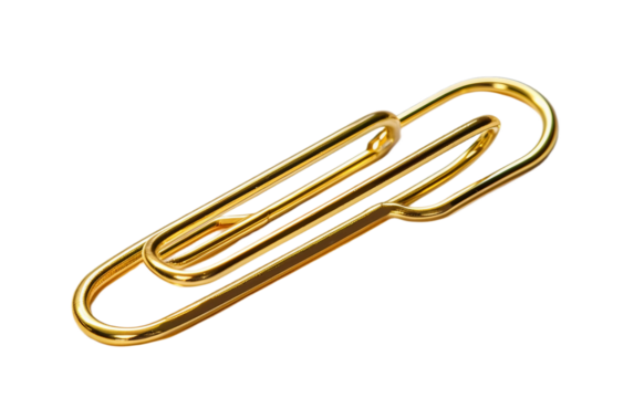 Gold Paperclip Design on transparent background PNG. - Powered by Adobe