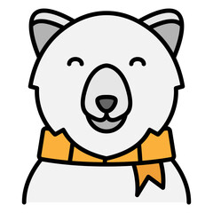 Illustration of Polar Bear Avatar Filled Icon Design