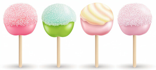 Colorful candy apples with sprinkles on white background isolated design on white background