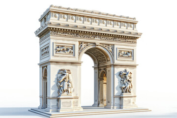 Fototapeta premium A detailed architectural model of an archway, symbolizing victory and history. isolated on white background
