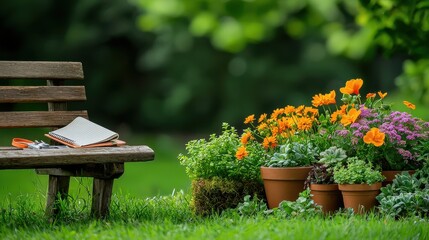 [Home gardening gardening beds tips] Vibrant Floral Oasis in Peaceful Backyard Retreat with Blooming Orange and Purple Plants Under Nature's Shade