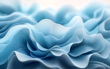 Obraz premium Abstract blue waves, flowing fabric texture, soft light, elegant curves, 3D rendering.