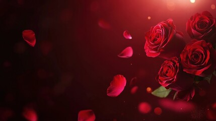Valentine's Day or Wedding Background with Beautiful Roses. Concept for a romantic party invitation or love message. Premium and luxurious Ai-Generative.
