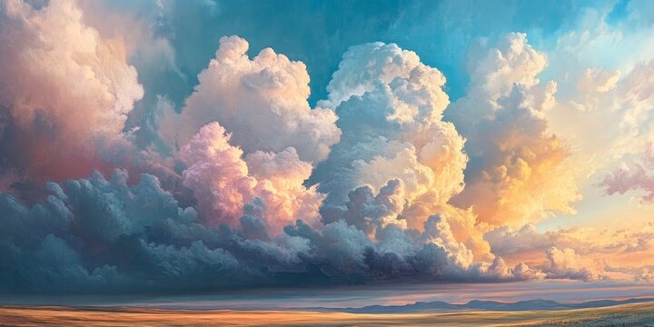 Dramatic big clouds rolling in, bringing the promise of rain. These big clouds create an atmosphere filled with anticipation as rain approaches. Perfect for capturing the essence of nature.