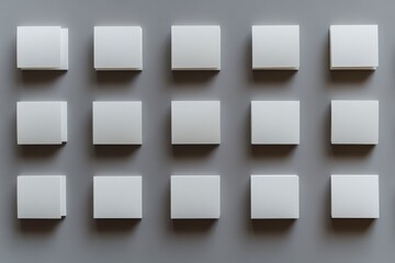 White square boxes arranged in a grid pattern on a grey background.