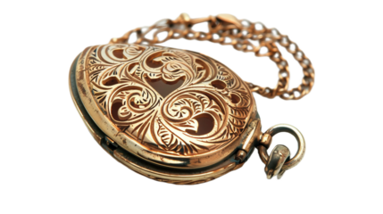 Precious Golden Locket on transparent background PNG.
