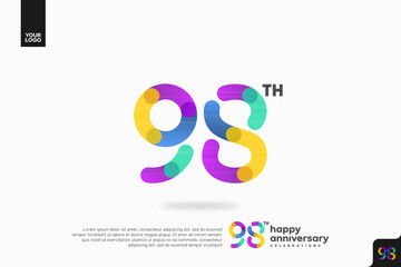 Fototapeta premium Number 98 logo icon design, 98th birthday logo number, anniversary 98