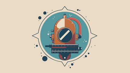 Obraz premium Vintage Diving Helmet Flat Vector Illustration