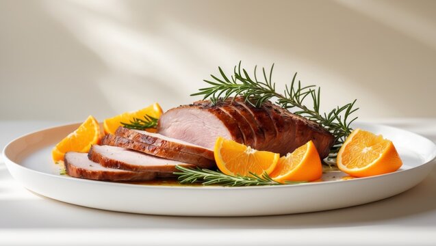 Roasted Duck Breast Slices with Orange and Rosemary