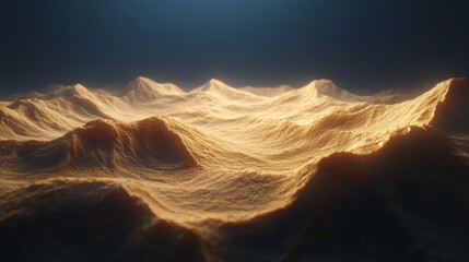 Naklejka premium Golden, textured landscape with rolling hills and soft lighting.