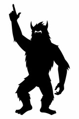 Bigfoot Silhouette with Rock On Gesture – Cool Sasquatch Vector Design.