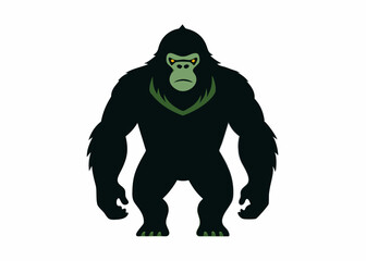 Powerful Gorilla Silhouette Vector – Wildlife and Bigfoot-Inspired Design.