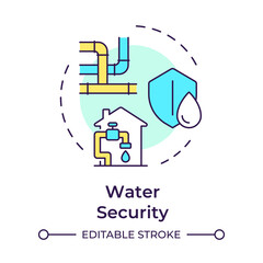 Water security multi color concept icon. Additional source for shortages. Benefit of liquid recycling. Round shape line illustration. Abstract idea. Graphic design. Easy to use in booklet