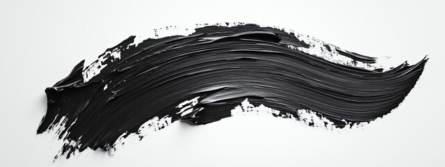 Abstract black paint stroke on white background. (1)