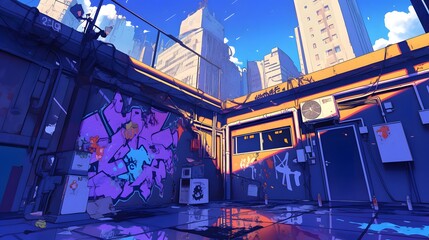 Fototapeta premium Vibrant urban graffiti-style backdrop