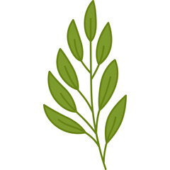 leaf design element on transparent background