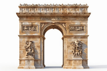 Obraz premium A grand archway featuring intricate sculptures and reliefs, symbolizing victory and honor. isolated on white background