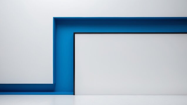 there is a white wall with a blue border and a black border