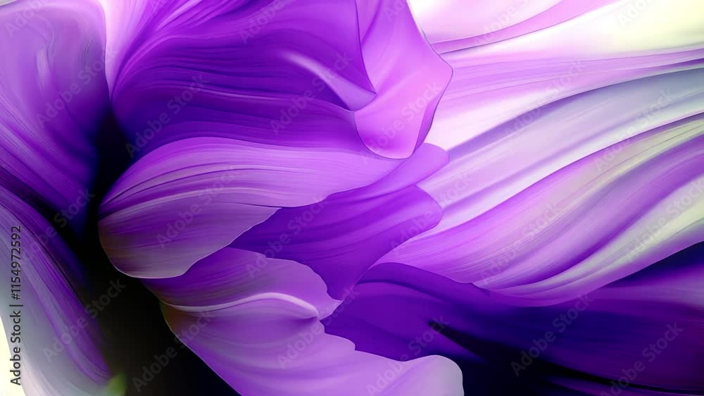 Fototapete Smooth, undulating petals of a fantastic flower open in a dance of light. Gradients of pink and purple add depth to the composition. The abstract style emphasizes the fluidity and softness of the form
