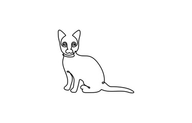 Cat single line art, continuous one line drawing of Isolated outline vector icon, continuous line art drawing style. Abstract cat figure black linear design isolated on white background.